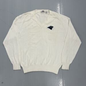 Vintage 90s Carolina Panthers White NFL V-Neck Sweater